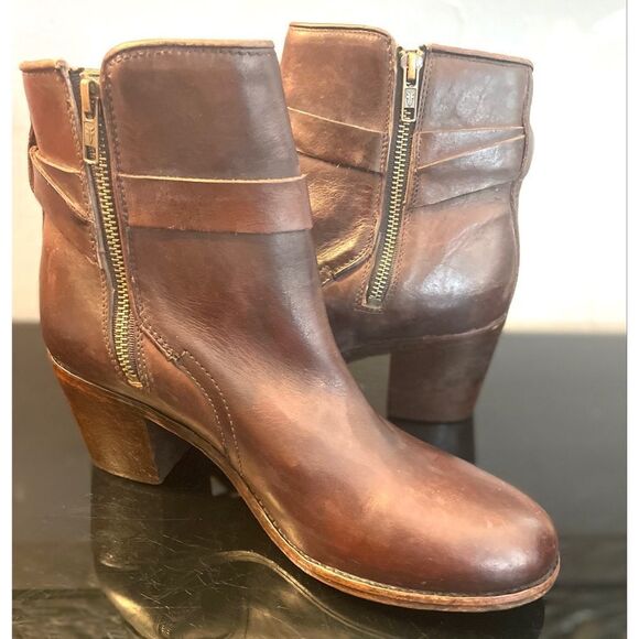 Vintage USA FRYE Women's Brown Leather Biker Boots Size 10B Preowned - Picture 13 of 13